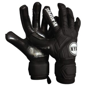 Compact 1 goalkeeper gloves in Black/Blue colorway front view