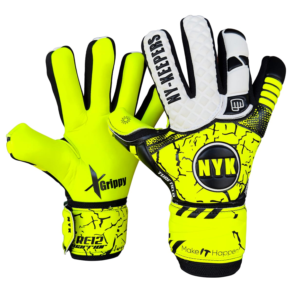 Warrior X-Grippy goalkeeper gloves Black & Yellow edition palm with X-Grippy latex