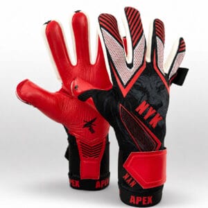 Front palm view of APEX Negative Cut Goalkeeper Gloves showing snug fit and ball control design